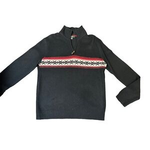 J. Crew 100%Wool Sweater Pullover Black Faire Isle Nordic  ~‎ S